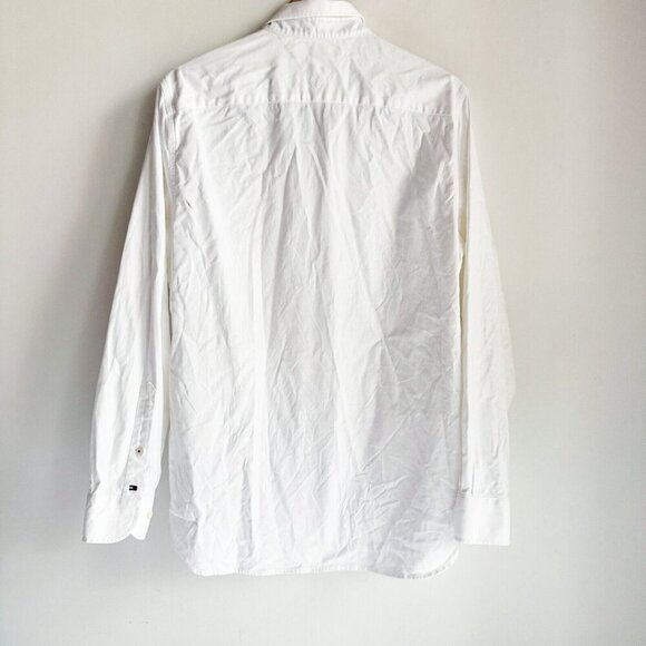 Tommy Hilfiger The Flex White Crisp Cotton Embroidered Preppy Button up Shirt L - Picture 5 of 7